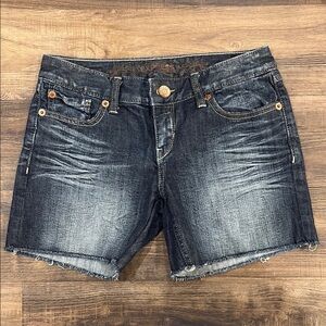 Express Jeans | Size 0 | Blue Women's Denim Whiskered Cutoff Shorts